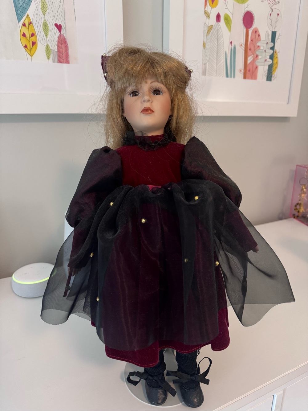 Classic Burgundy and Black Velvet Madame Alexander Doll